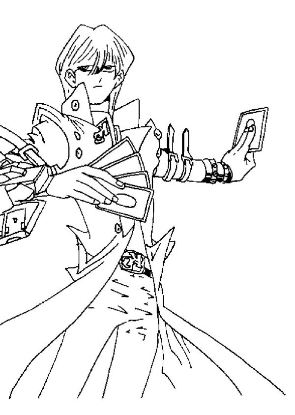 Seto Kaiba Powerful Card in Yu Gi Oh Coloring Page