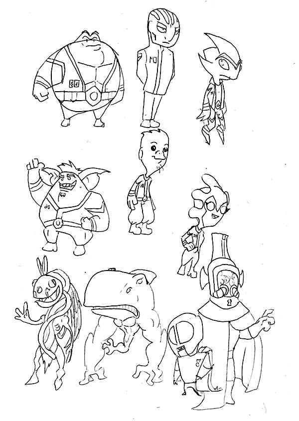 Sketch Alien in Super Hero Squad Coloring Page