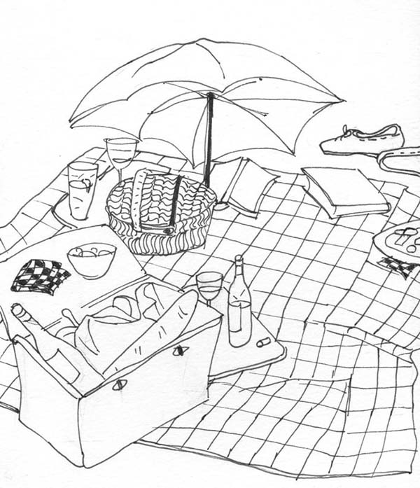 Small Picnic Goods Coloring Page