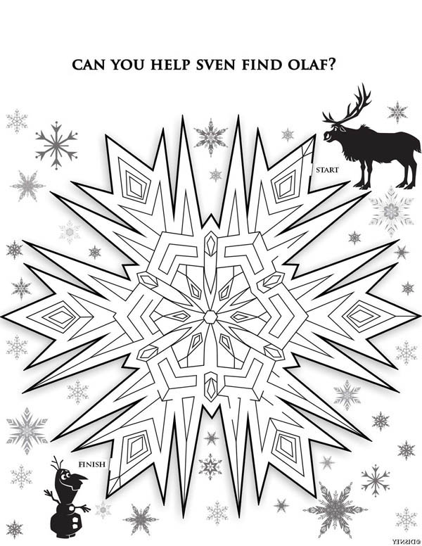 Snowflakes Maze Coloring Page