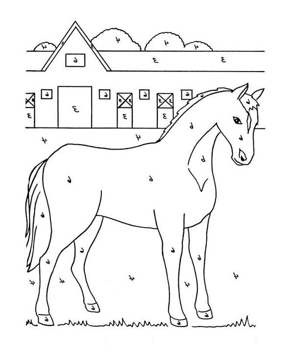 Stable Full of Horses Coloring Page