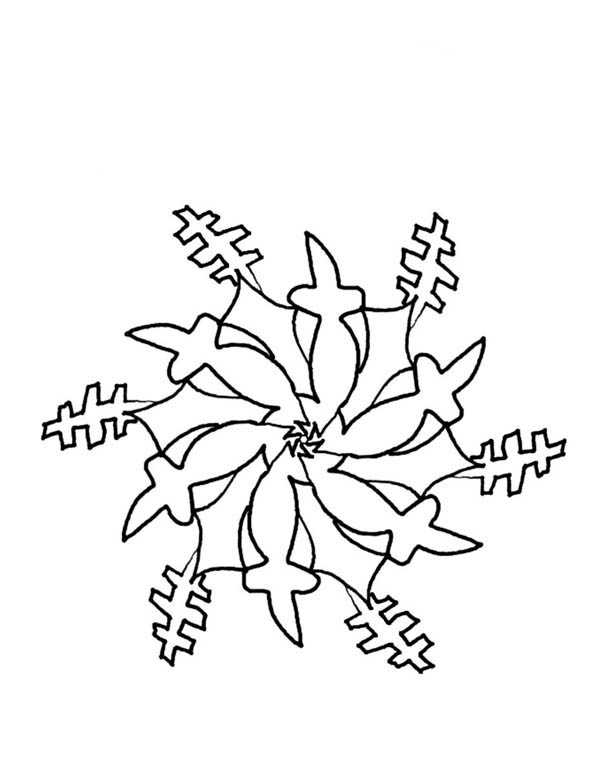 Stars Snowflakes Coloring Page
