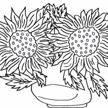 Sun Flower in the Vase Coloring Page