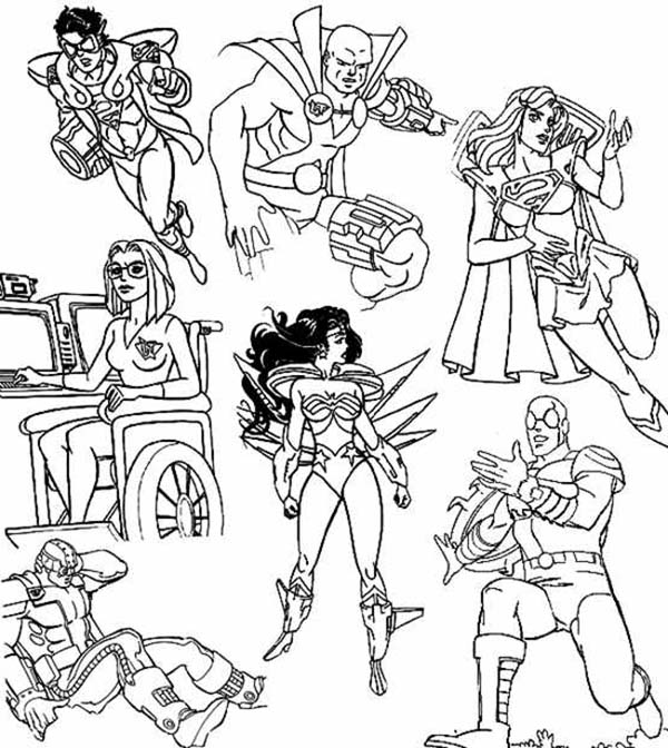 Super Hero Squad and Evil Villains Coloring Page