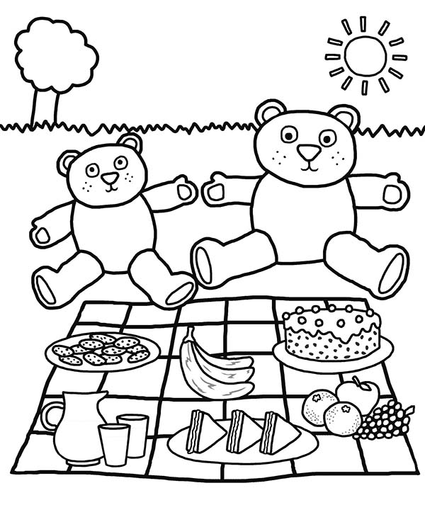 Teddy Bears Picnic Coloring Page