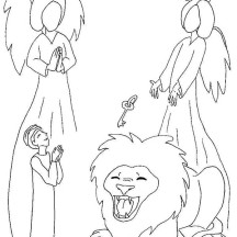 The Bible Story of Daniel and the Lions Den Coloring Page