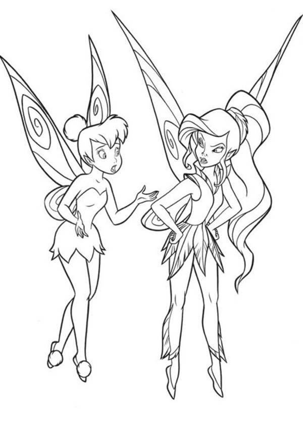 Tinkerbell Asking Something to Silvermist Coloring Page