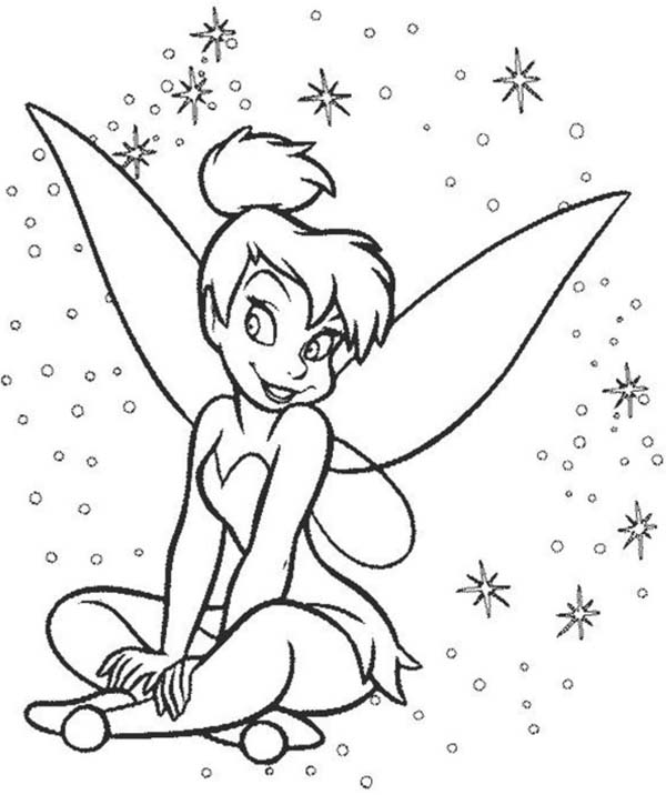 Tinkerbell Smiling Because She's Happy Coloring Page