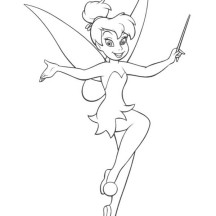 Tinkerbell and Magic Wand Coloring Page