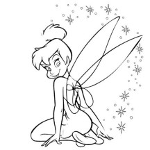 Tinkerbell's Surrounf by Stars Coloring Page