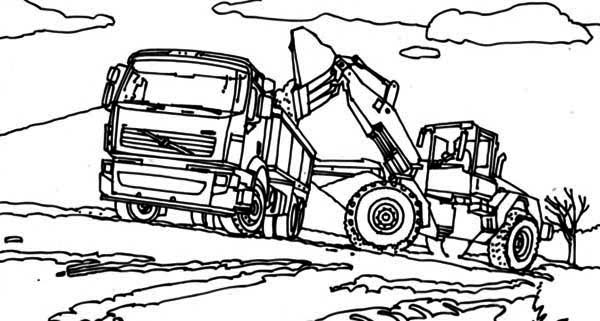 VTN Semi Truck with Tractor Coloring Page