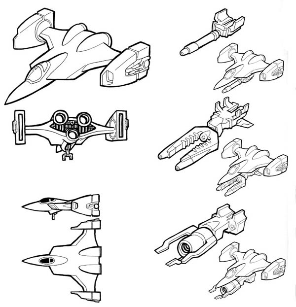 Various Type of Spaceship Coloring Page