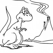 Volcano and Dinosaurs Coloring Page