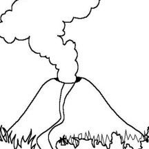 Volcano with Magma Eruption Coloring Page
