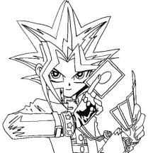 Yugi Muto is Ready for Big Tournament in Yu Gi Oh Coloring Page