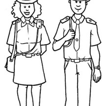 A Man and a Woman Police Officer Coloring Page