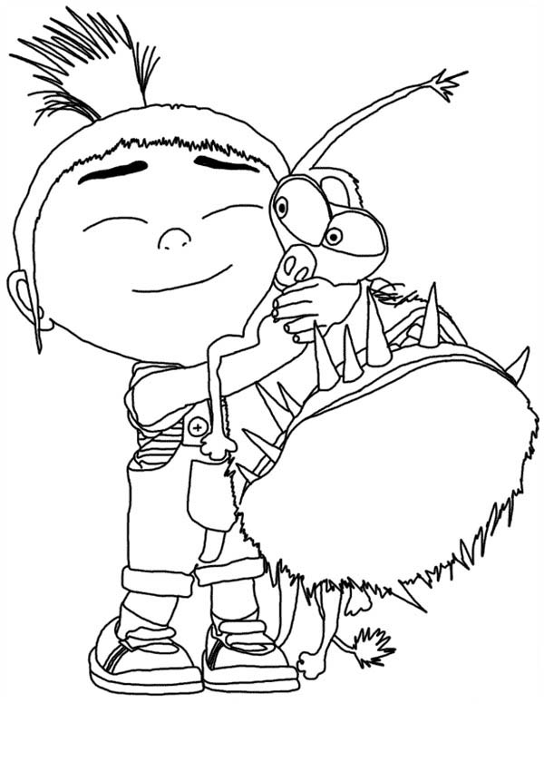 Agnes Hugging Grus Dog Despicable Me Coloring Page