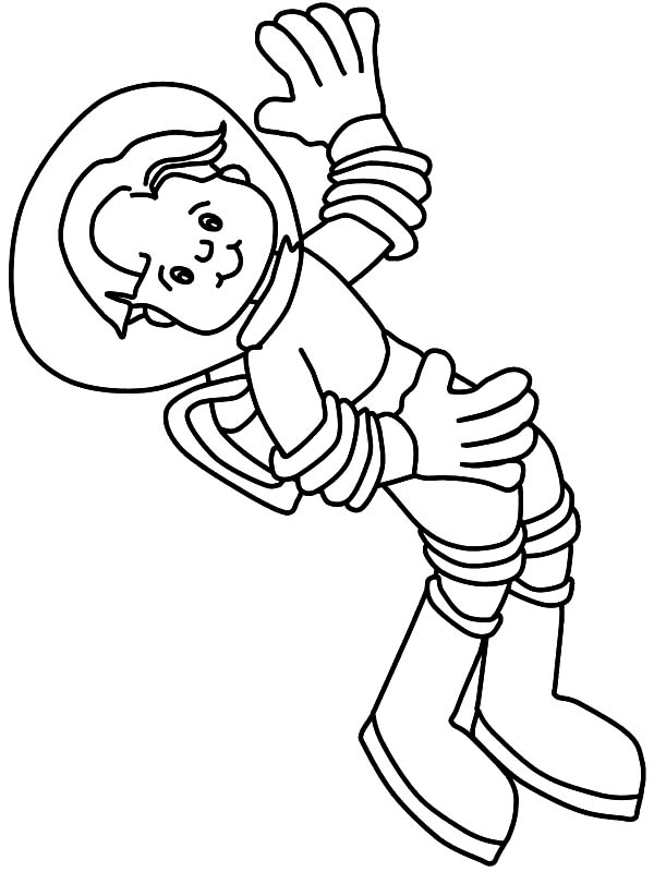 Astronout say Hi to Us in Community Helpers Coloring Page