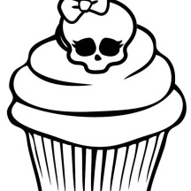 Awesome Skull Cupcake Coloring Page