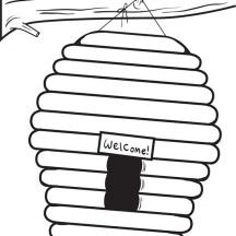 Beehive with Welcome Sign Coloring Page