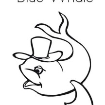 Blue Whale Wearing Hat Coloring Page