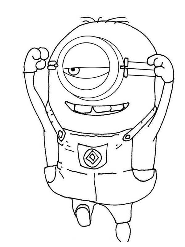 Carl the Minion Feeling Excited in Despicable Me Coloring Page
