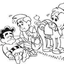 Cartoon of Good Samaritan Story Coloring Page