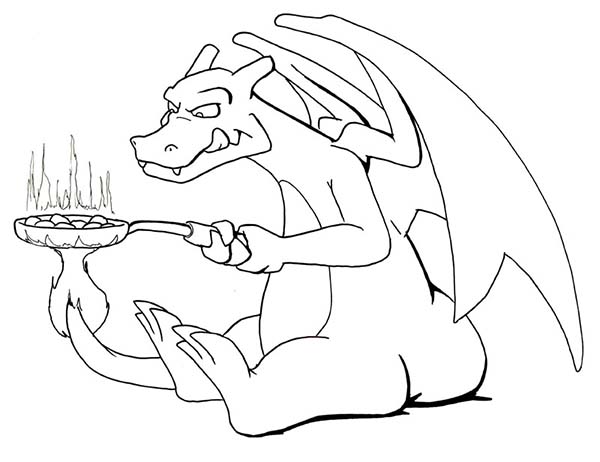 Charizard Frying with His Flaming Tail Coloring Page