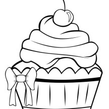 Cherry Cupcake Coloring Page