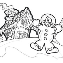 Clown Gingerbread House Coloring Page