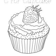 Cupcake with Strawberry on Top Coloring Page