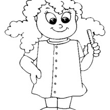 Curly Beautiful Nurse Coloring Page