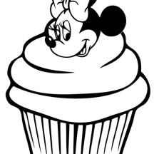 Cute Minnie Mouse Cupcake Coloring Page