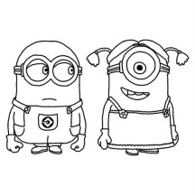 Dave and Stuart as a Girl in Despicable Me Coloring Page