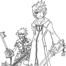 Drawing of Roxas and Sora Coloring Page