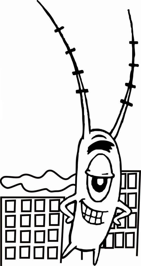 Giant Plankton and Small Building Coloring Page
