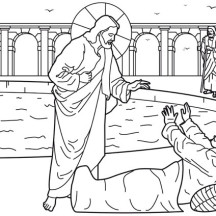 Healing of the Man at the Pool of Bethesda is One of Miracles of Jesus Coloring Page