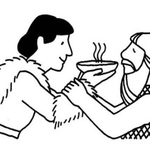 Jacob Offered Esau a Bowl of Stew in Jacob and Esau Coloring Page