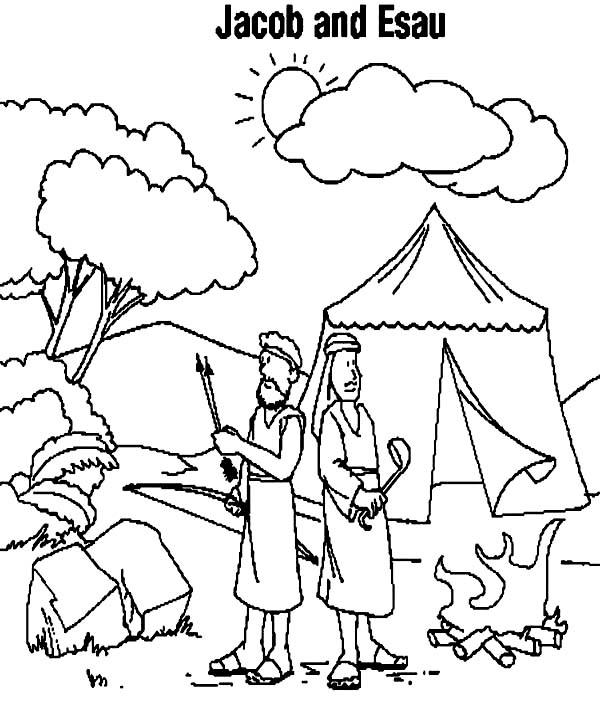 Jacob and Esau Camping Coloring Page