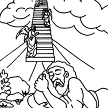 Jacobs Ladder and Three Angels in Jacob and Esau Coloring Page