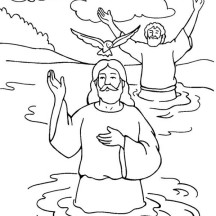 Jesus Baptism with Holy Spirit in John the Baptist Coloring Page