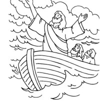 Jesus Calms the Sea in Miracles of Jesus Coloring Page