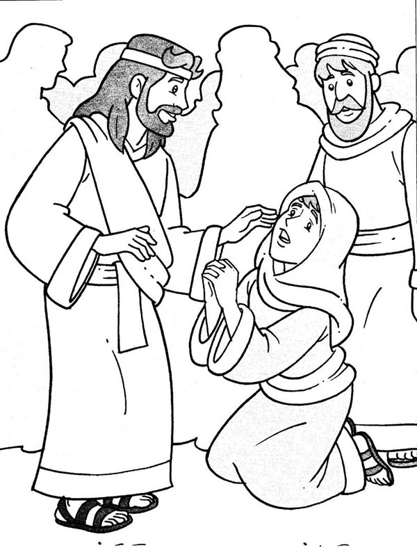 Jesus Heals the Sick in Miracles of Jesus Coloring Page - NetArt