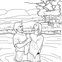 John Baptist Jesus in the  River in John the Baptist Coloring Page