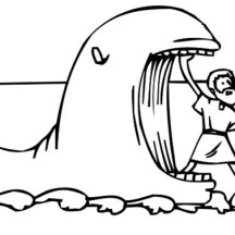 Jonah Came Out from Whale Mouth in Jonah and the Whale Coloring Page