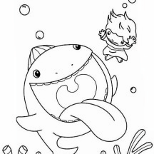 Jonah Swim Away from Whale in Jonah and the Whale Coloring Page