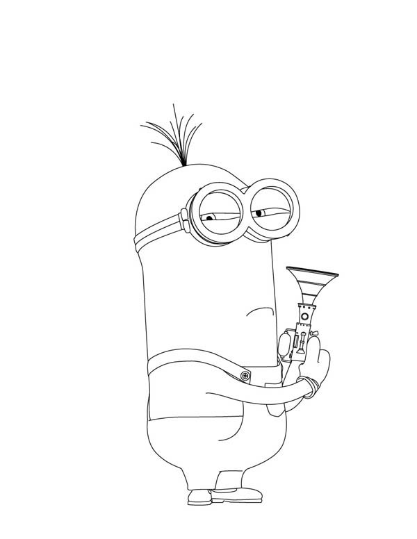 Kevin the Minion with Laser Gun in Despicable Me Coloring Page