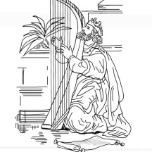 King David Sings Praises to God in the Story of King Saul Coloring Page