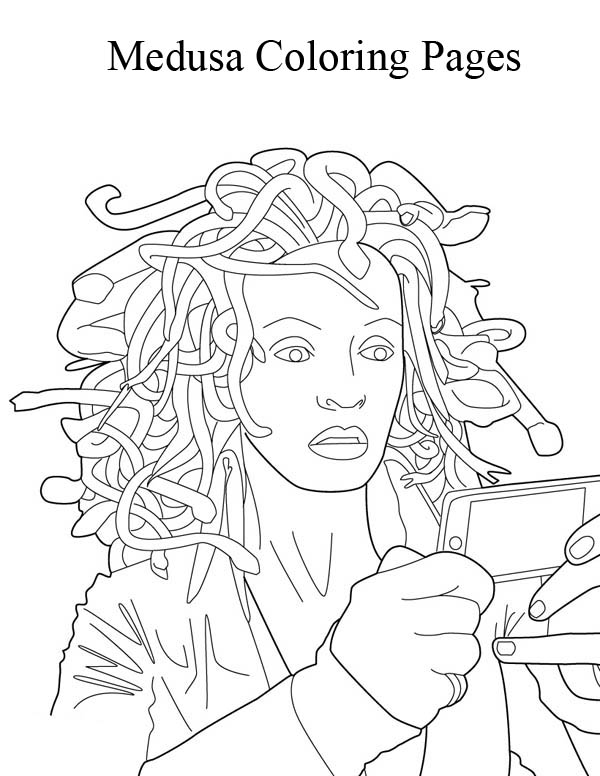 Medusa Looking in the Mirror Coloring Page