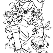 Medusa and Poisonous Plant Coloring Page